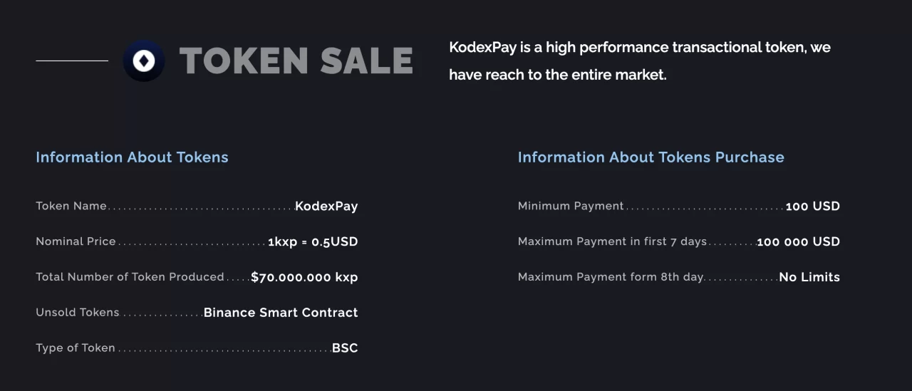 KodexPay, KXP token