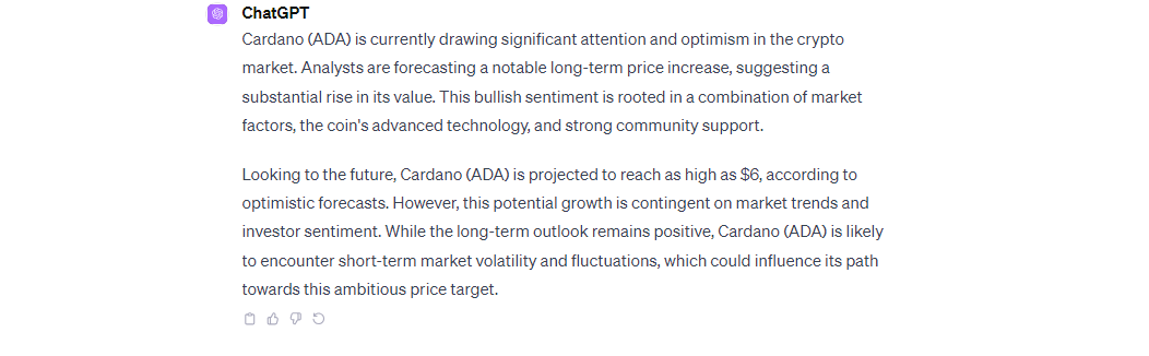 Chatgpt Cardano (ADA) price prediction