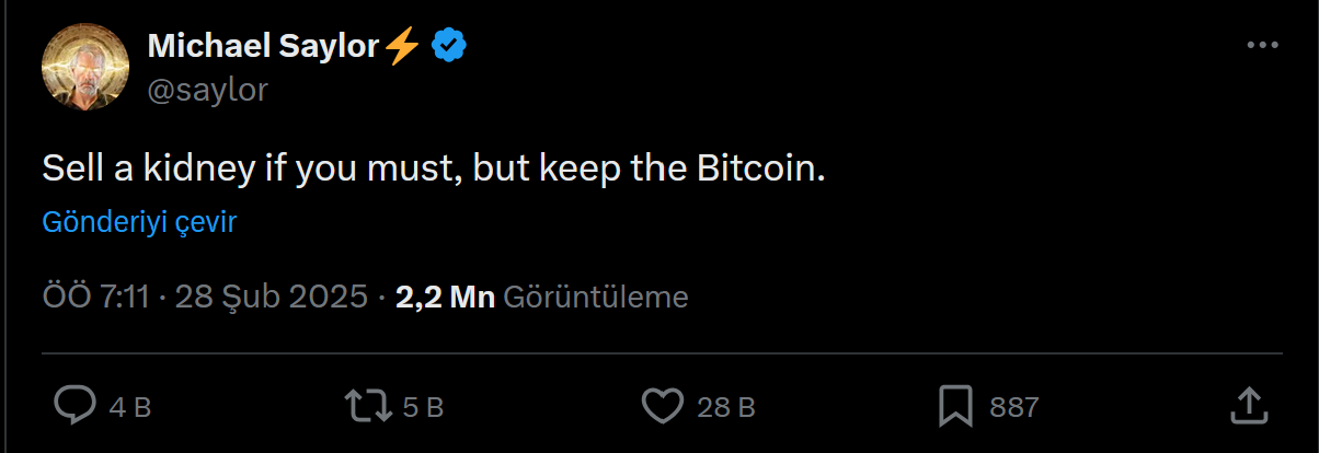 Michael Saylor'ın Bitcoin açıklaması, kripto dünyasında tartışma yarattı 1 Michael Saylor'ın Bitcoin ile ilgili paylaşımı