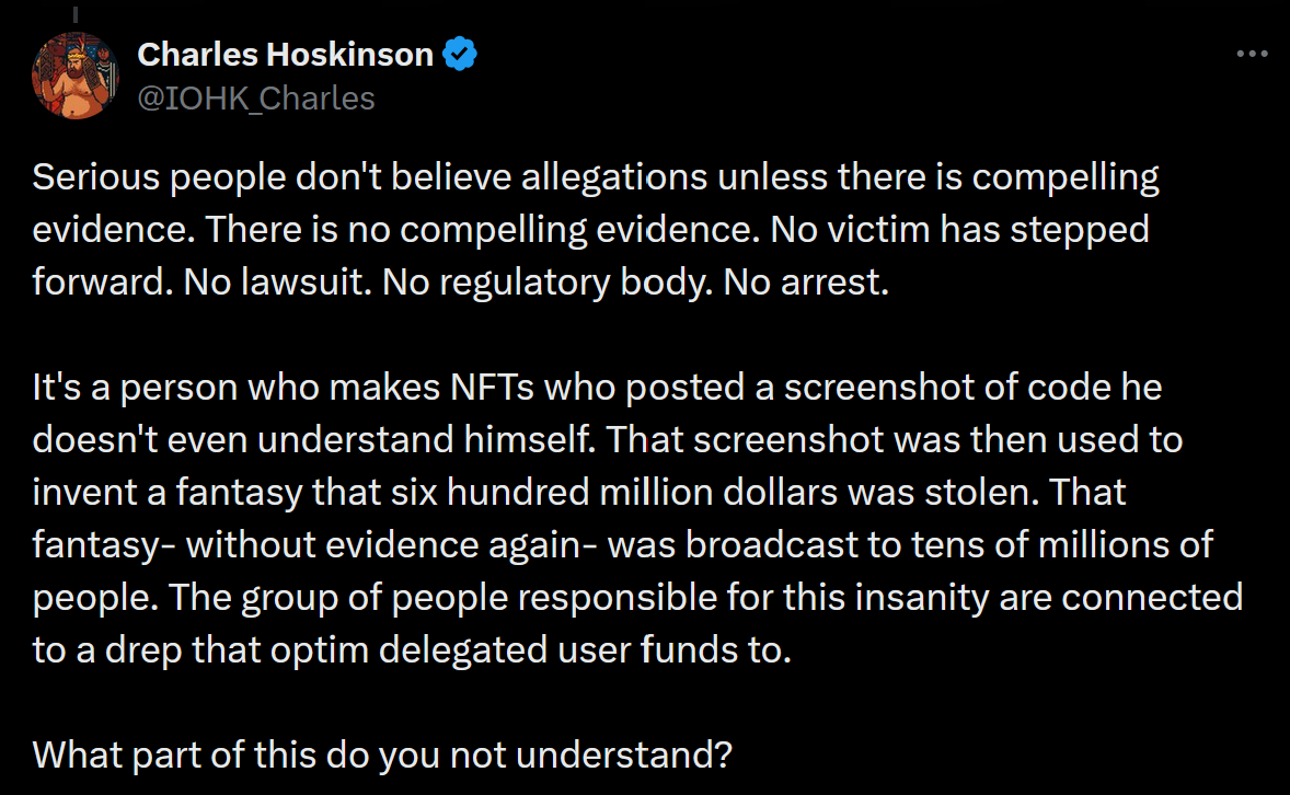 Charles Hoskinson’un paylaşımı