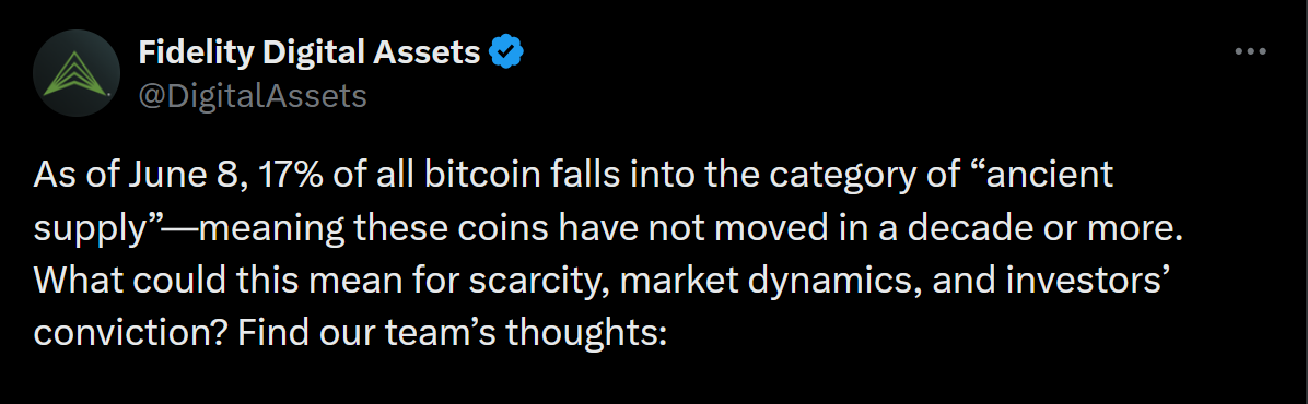 Fidelity: Bitcoin’de tutulan arz, üretimi ilk kez geride bıraktı 2 Fidelity Digital Assets'ın Bitcoin arzı paylaşımı