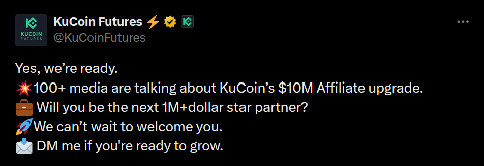 KuCoin Futures’tan 10 milyon dolarlık hamle: Topluluk ve iş ortaklarına büyük teşvik 2 KuCoin Futures'ın teşvik programı paylaşımı
