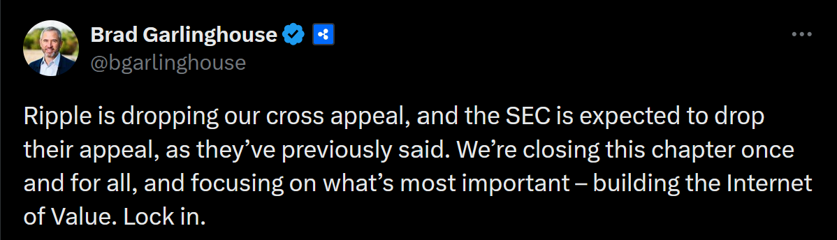 Ripple ve SEC davasında sona doğru: Gözler 3 Temmuz’daki SEC toplantısında 2 Brad Garlinghouse'un Ripple ve SEC davasıyla ilgili paylaşımı