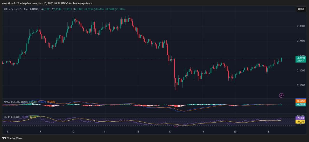 XRP saatlik fiyat grafiği