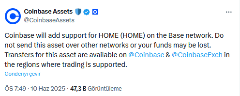 Coinbase HOME coin duyurusu