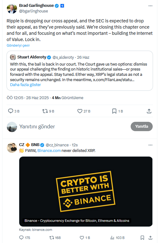 Binance kurucusu Changpeng Zhao’dan XRP ve delist açıklaması 2 Binance kurucusu CZ'nin XRP açıklaması