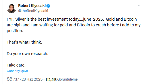Kiyosaki'den şok Bitcoin uyarısı: çöküş geliyor, gümüşe yatırım yapın 2 Robert Kİyosaki'nin Bitcoin ve gümüş açıklaması