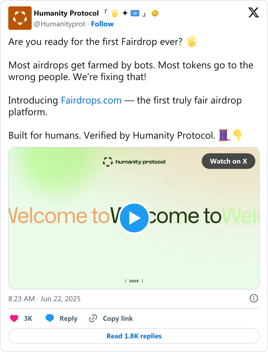 Üç kripto paradan airdrop duyurusu: Süreçler başlıyor 2 Humanity Protocol airdrop duyurusu