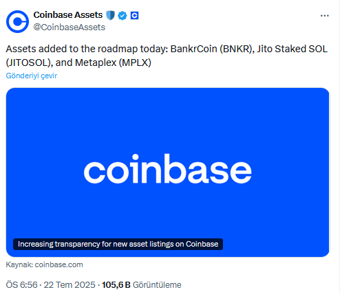 Coinbase'den 3 altcoin için listeleme sinyali: bu token'lar yol haritasına eklendi 2 Coinbase duyurusu