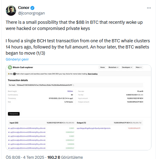80 bin Bitcoin fırtınası sürüyor: ünlü isimden çarpıcı iddia 2 Coinbase'den Conor'un X'teki açıklaması