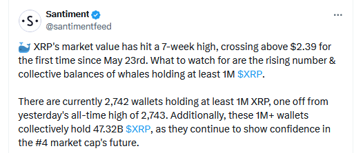 47.320.000.000 XRP kilitlendi: neler oluyor? 2 Santiment'İn XRP açıklaması