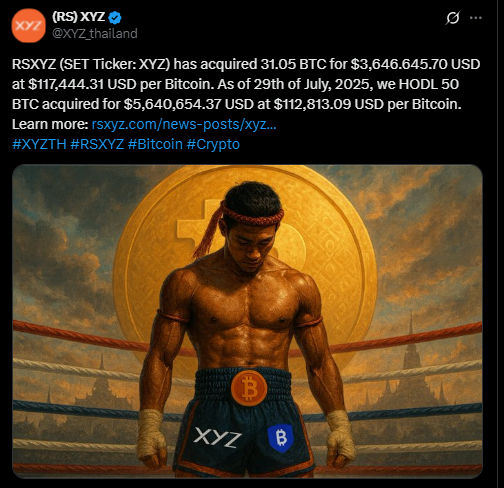 RSXYZ isimli şirketin Bitcoin alımı duyurusu