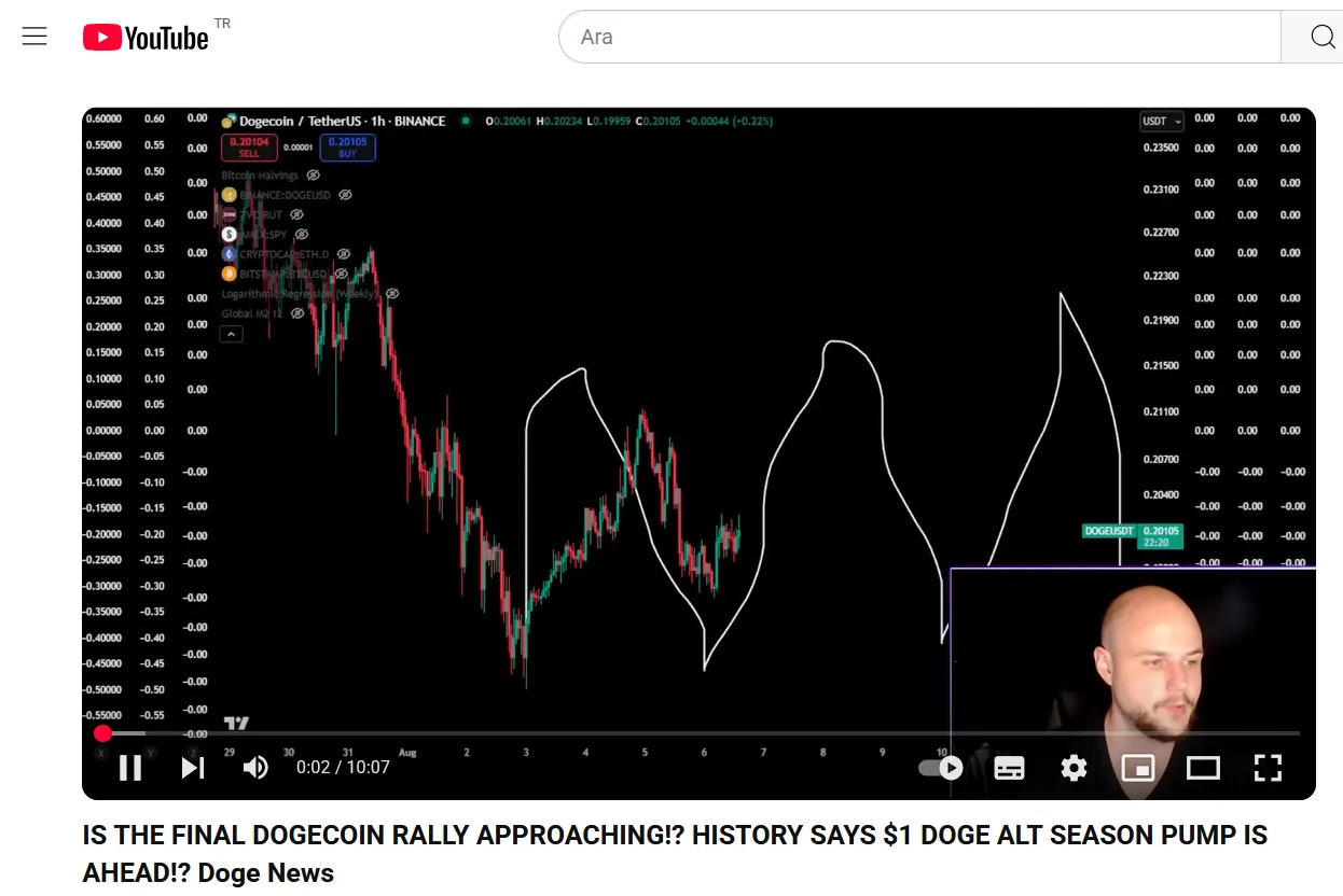 VisionPulsed'ın YouTube'daki memecoin Dogecoin yayını