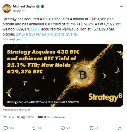 Saylor'ın Bitcoin alımı açıklaması