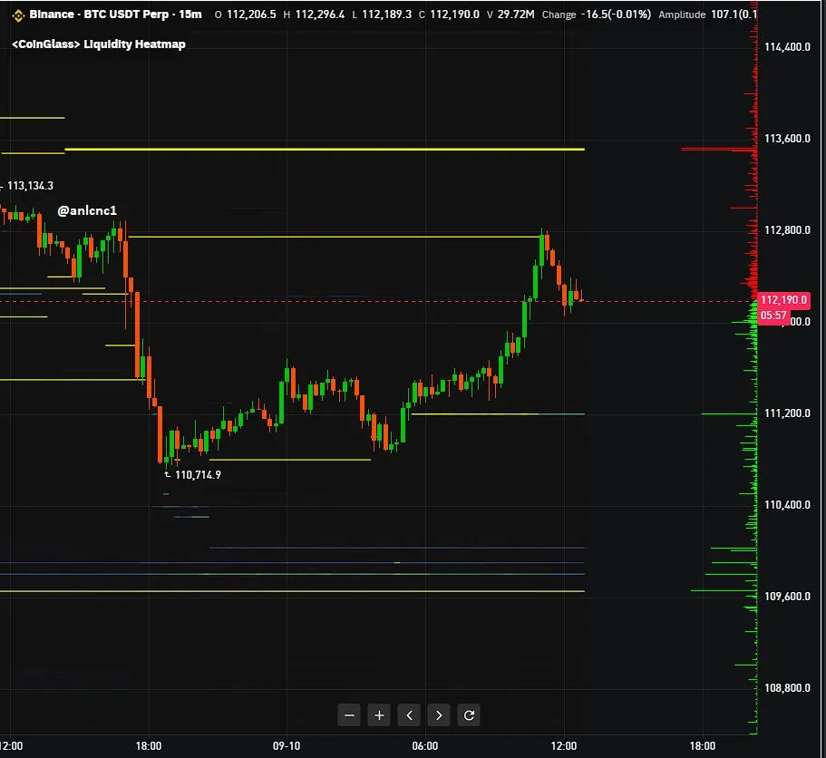 Bitcoin veri eşiğinde: açık faiz temizliği, kritik bantlar ve Nasdaq etkisi 3 Bitcoin likidite haritası
