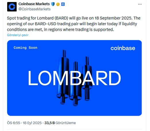 Coinbase duyurusu