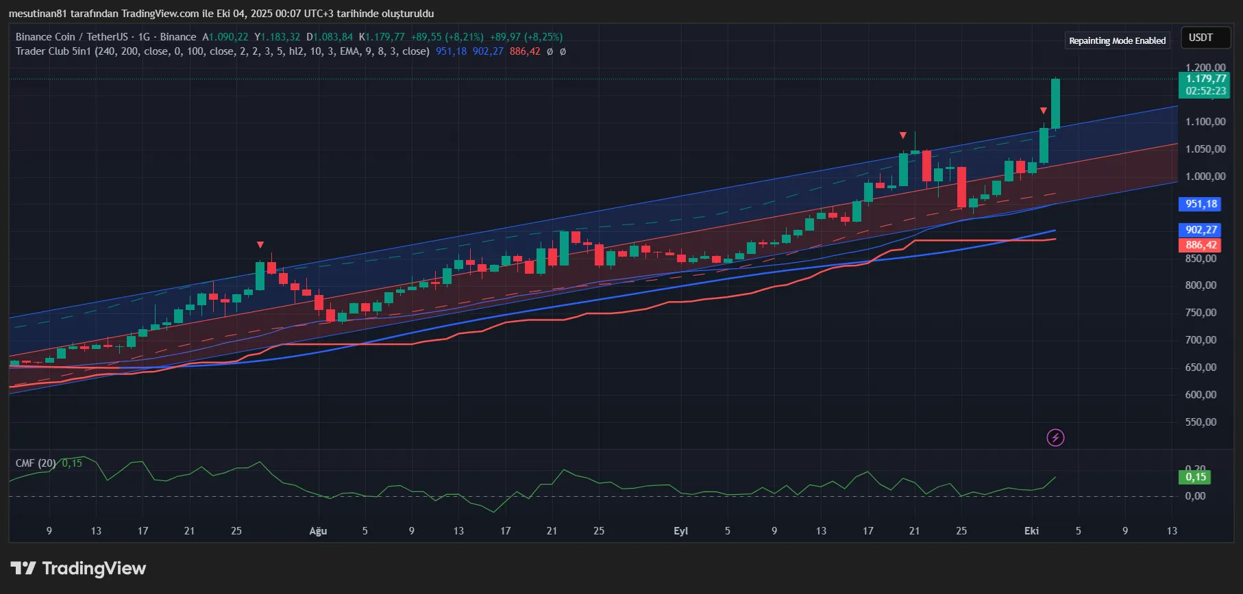 BNB/USDT Günlük Grafik 