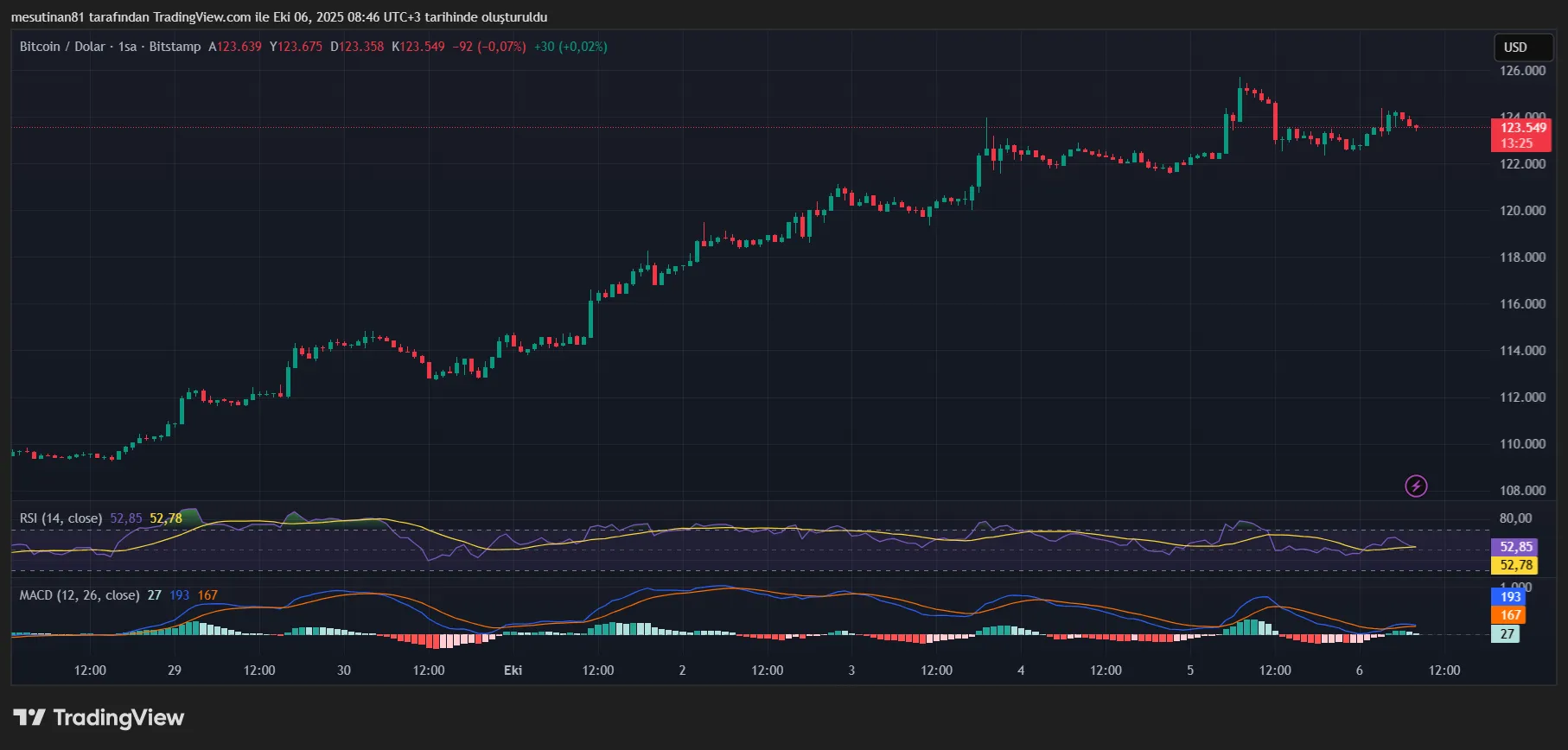 Bitcoin fiyat grafiği