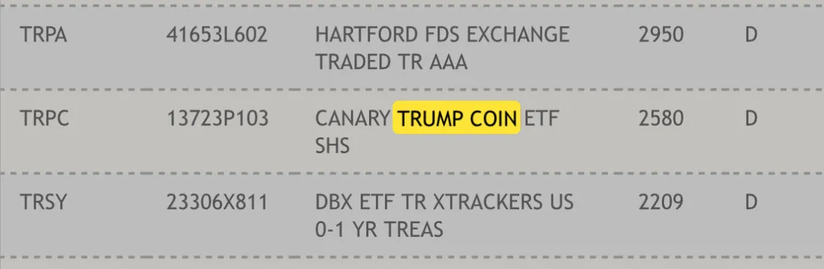 Kripto piyasasında hareketli dakikalar: Trump Coin ETF'i DTCC'de listelendi 2