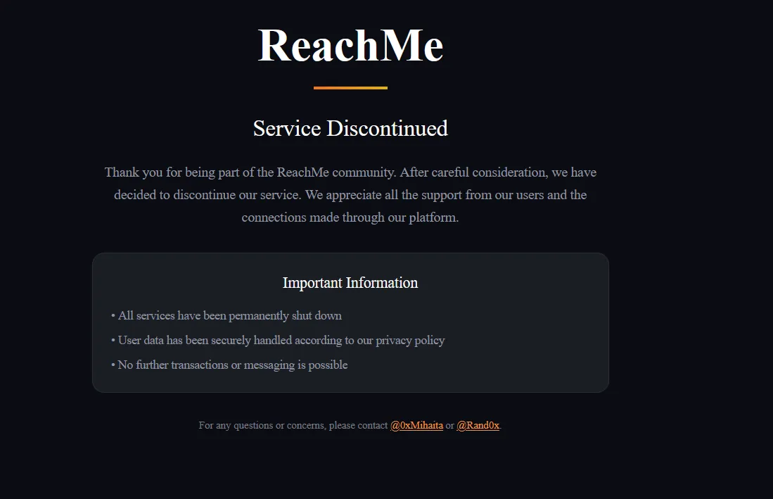 ReachMe kapanıyor: BNB Chain tabanlı ücretli mesajlaşma platformu fişi çekti 2 ReachMe kapanıyor
