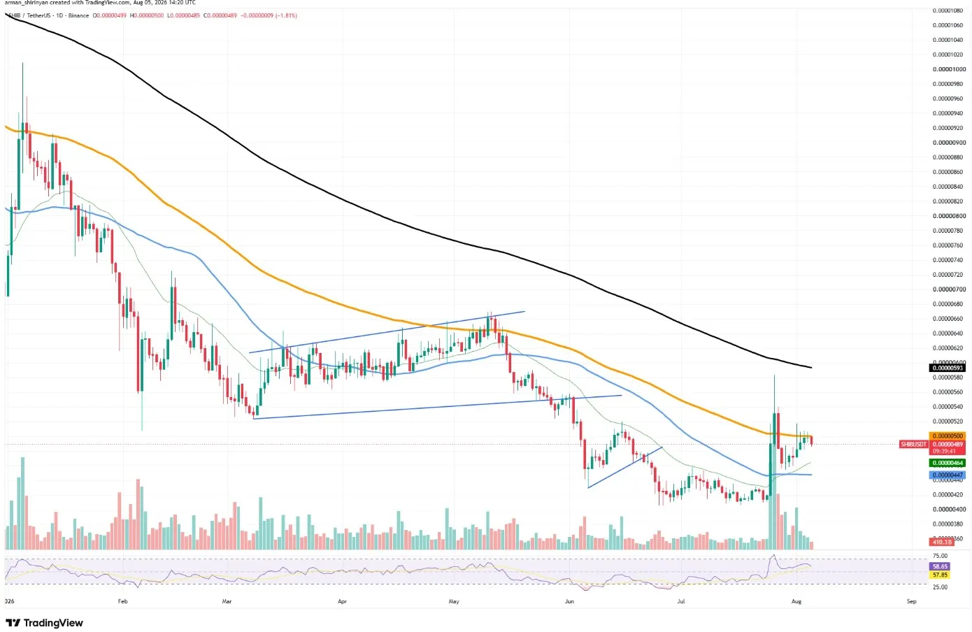 Shiba Inu, NEAR, Solana ve Cardano Fiyat Analizi: Ethereum Rakibi Altcoinlerde Son Durum 2 SHIB/USDT fiyat grafiği